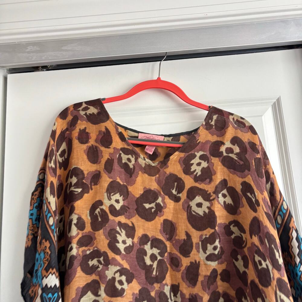 Theodora & Callum Leopard Print Boho Kaftan Ponch… - image 6